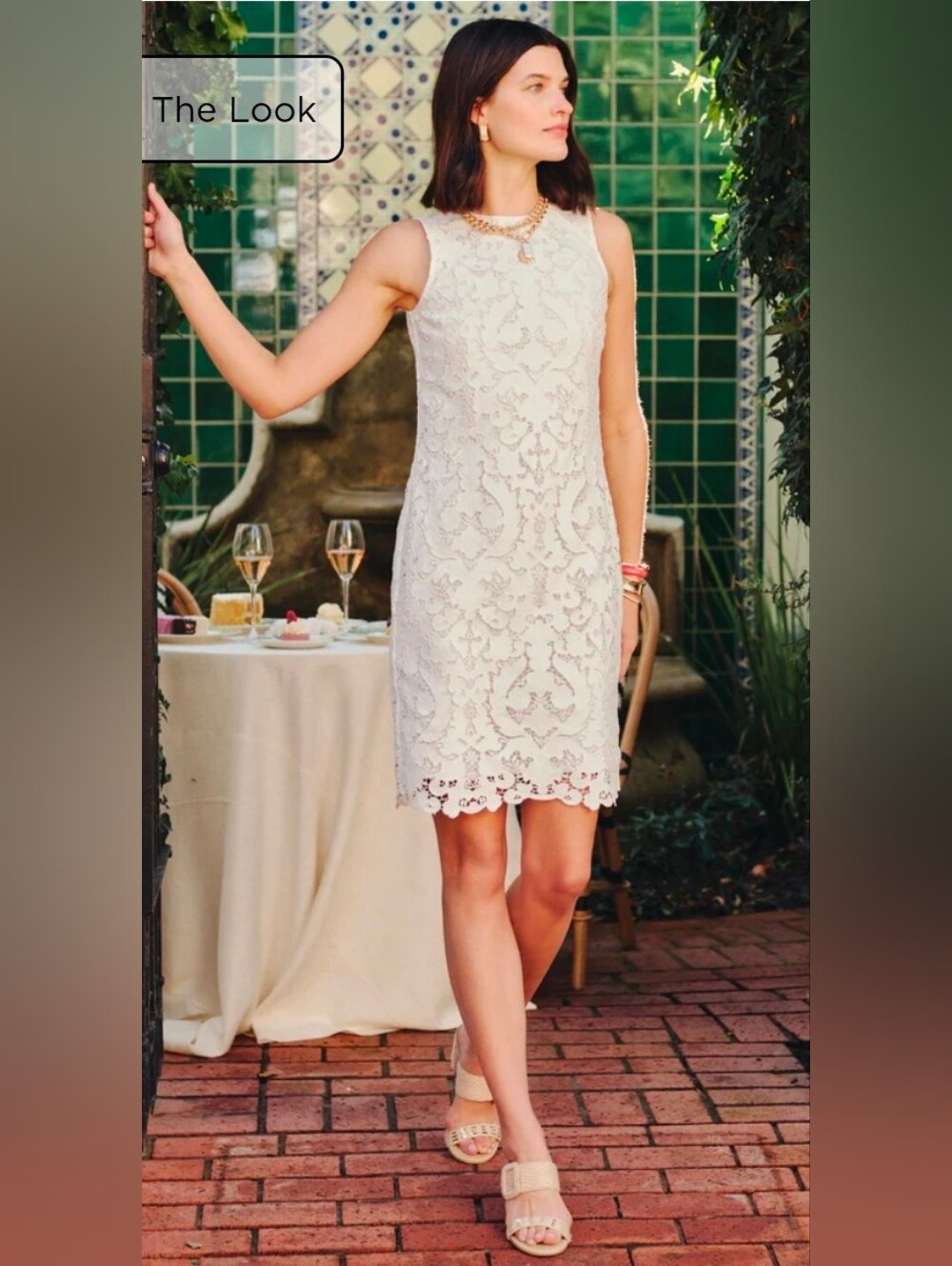 White Sleeveless Lace With Lining Dress